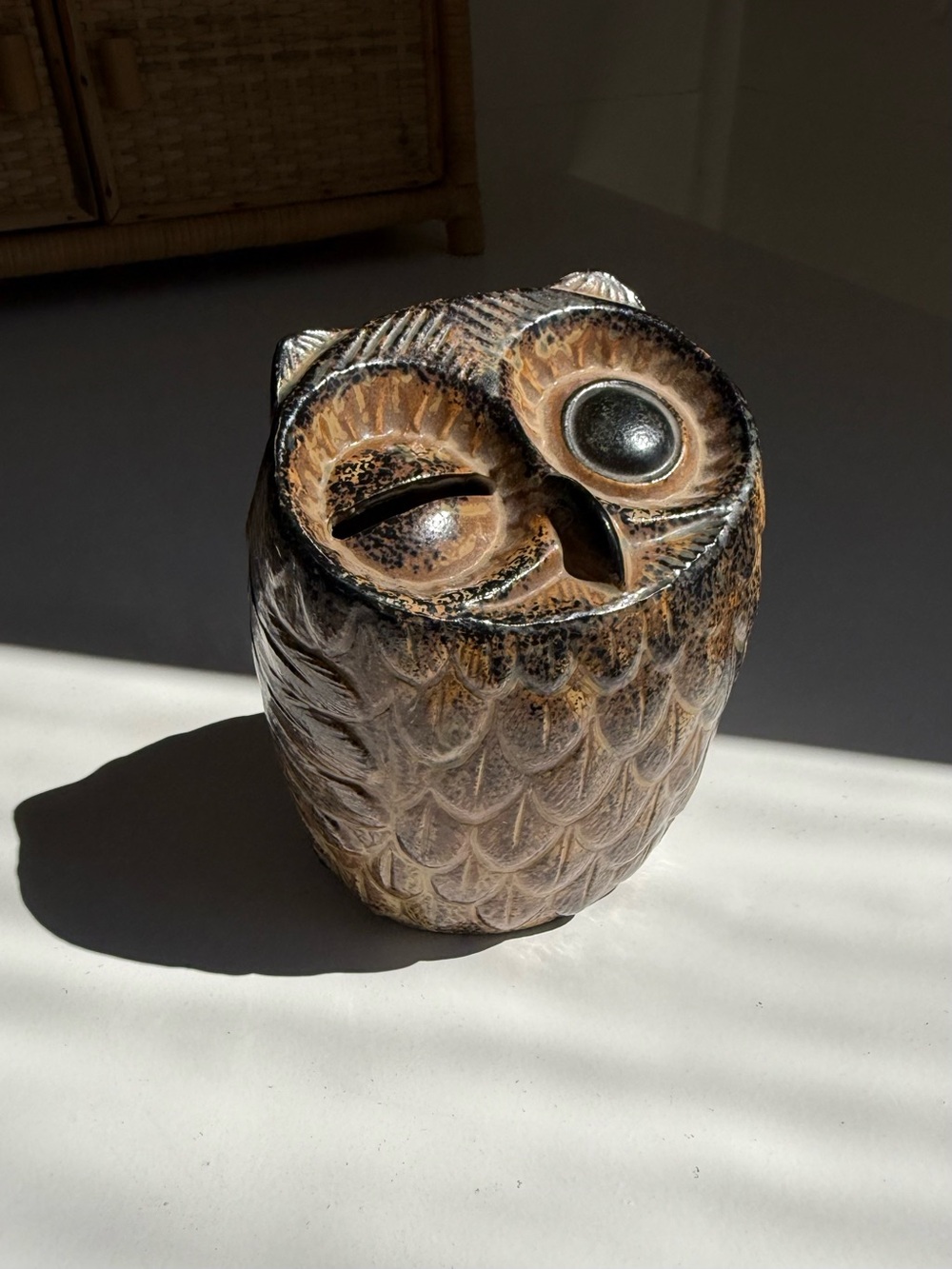 Vintage Owl Bank Ceramic Wink Japan MCM Housewarming
